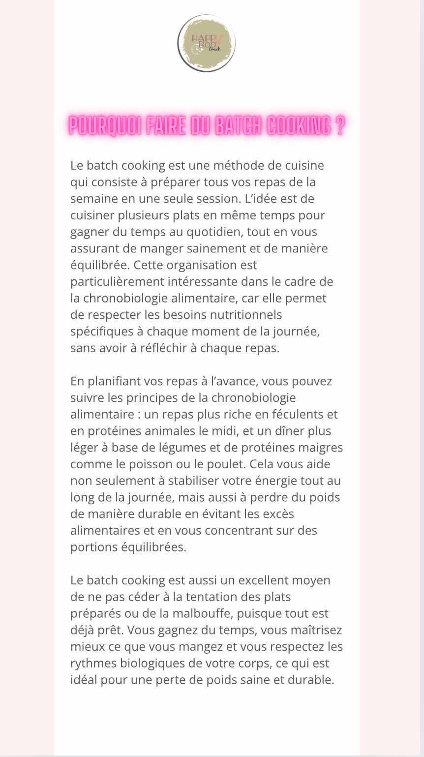 Ebook Ma semaine chrono en 2h (batch cooking)