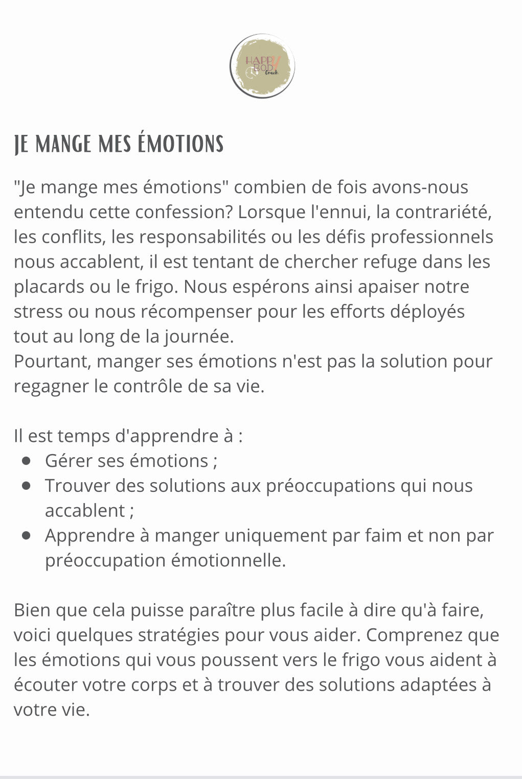 Ebook La fin de la faim emotionelle, je mange mes émotions!