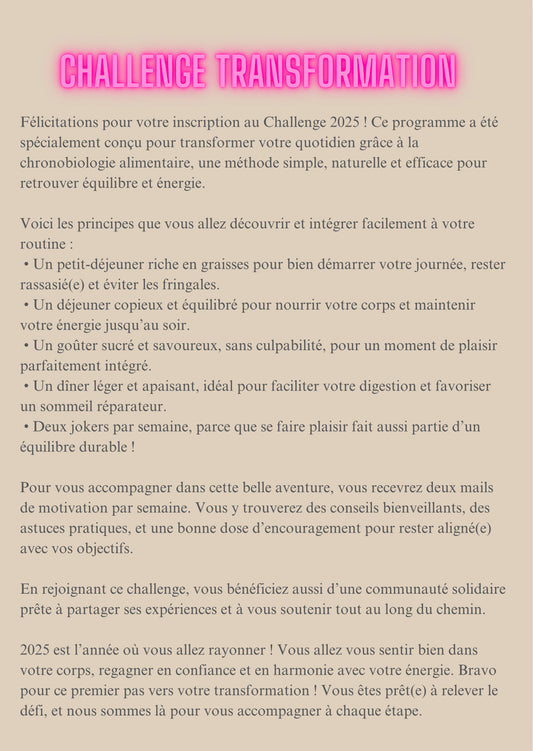 Inscription+ Guide Challenge transformation 2026